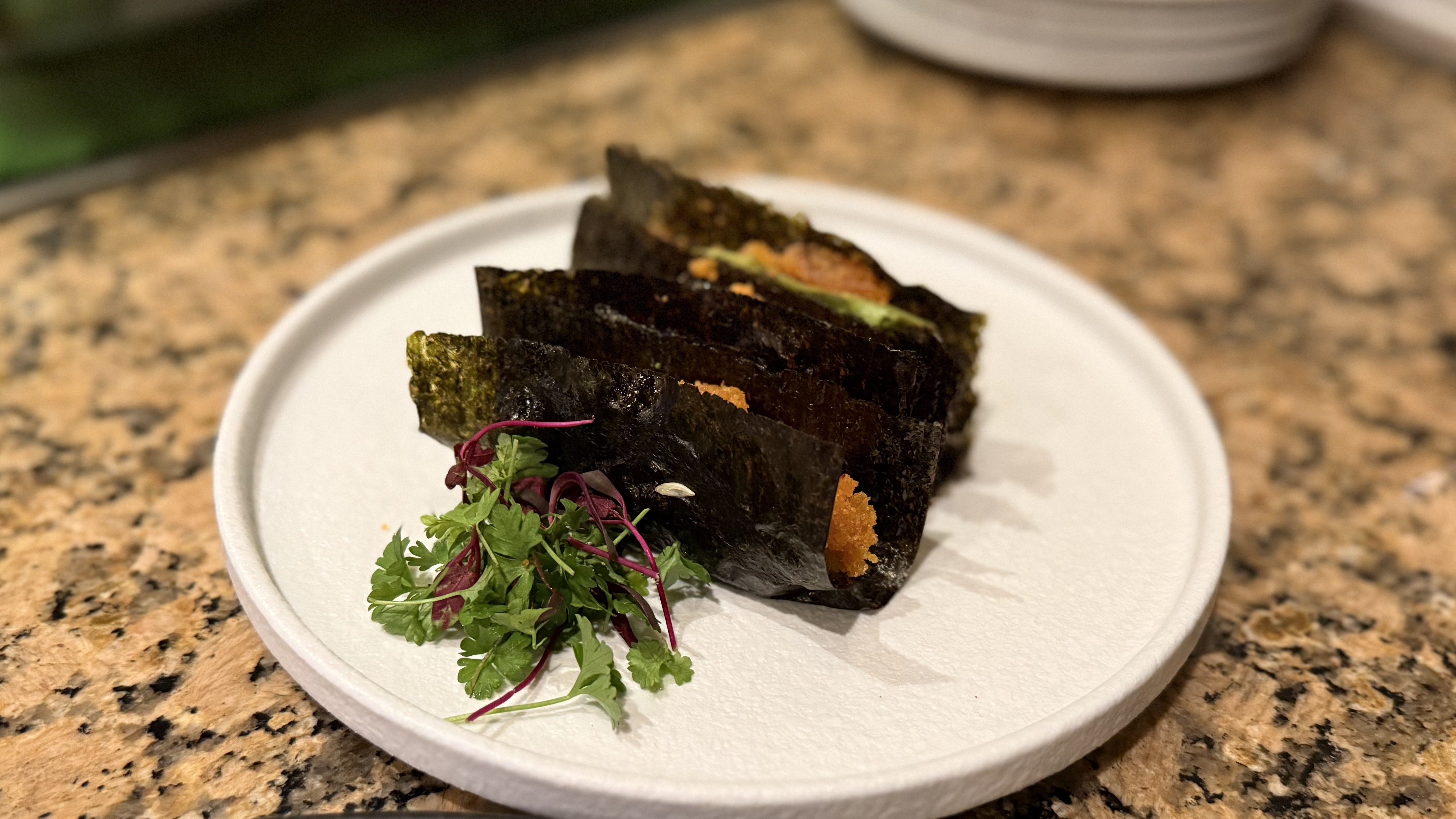 Temaki hand rolls with microgreens